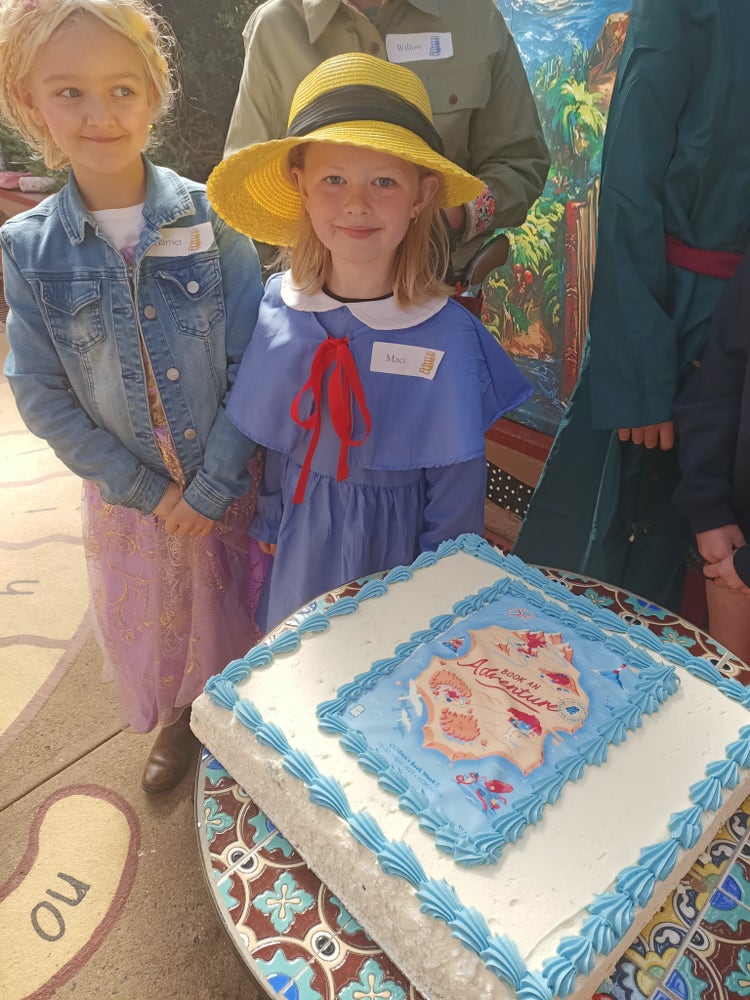 Two students at a book week celebration